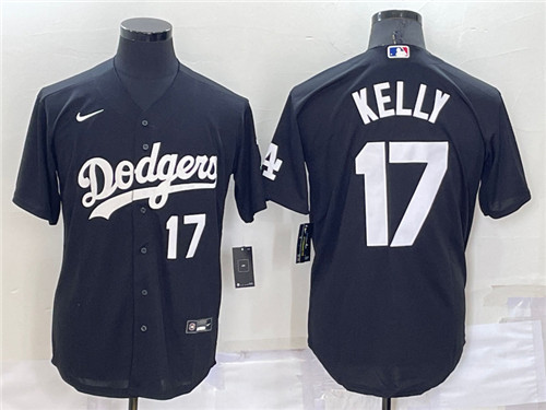 Men's Los Angeles Dodgers #17 Joe Kelly Black Cool Base Stitched Baseball Jerseys