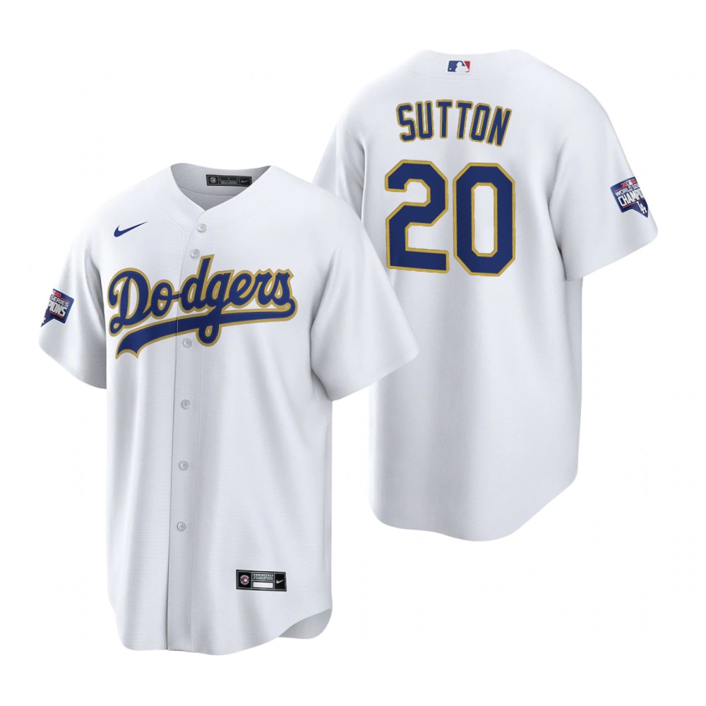Men's Los Angeles Dodgers #20 Don Sutton Nike White Gold 2021 Gold Program Player Jersey