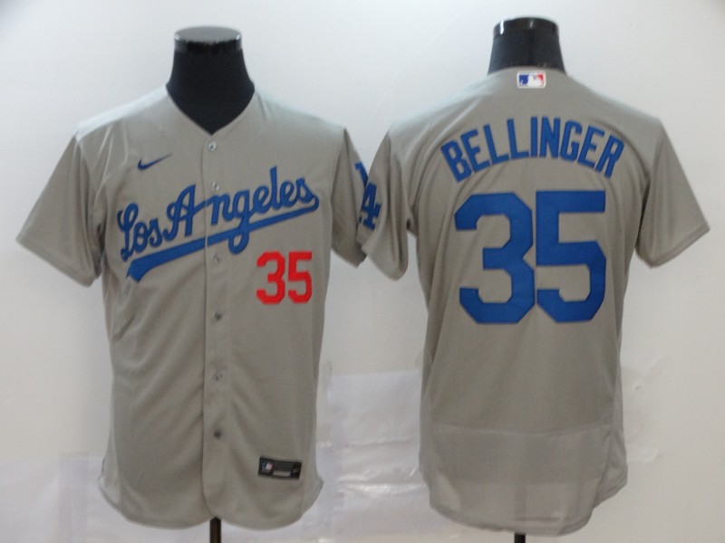 Men's Los Angeles Dodgers #35 Cody Bellinger Grey Los Angeles Nike Flex base Baseball Jersey