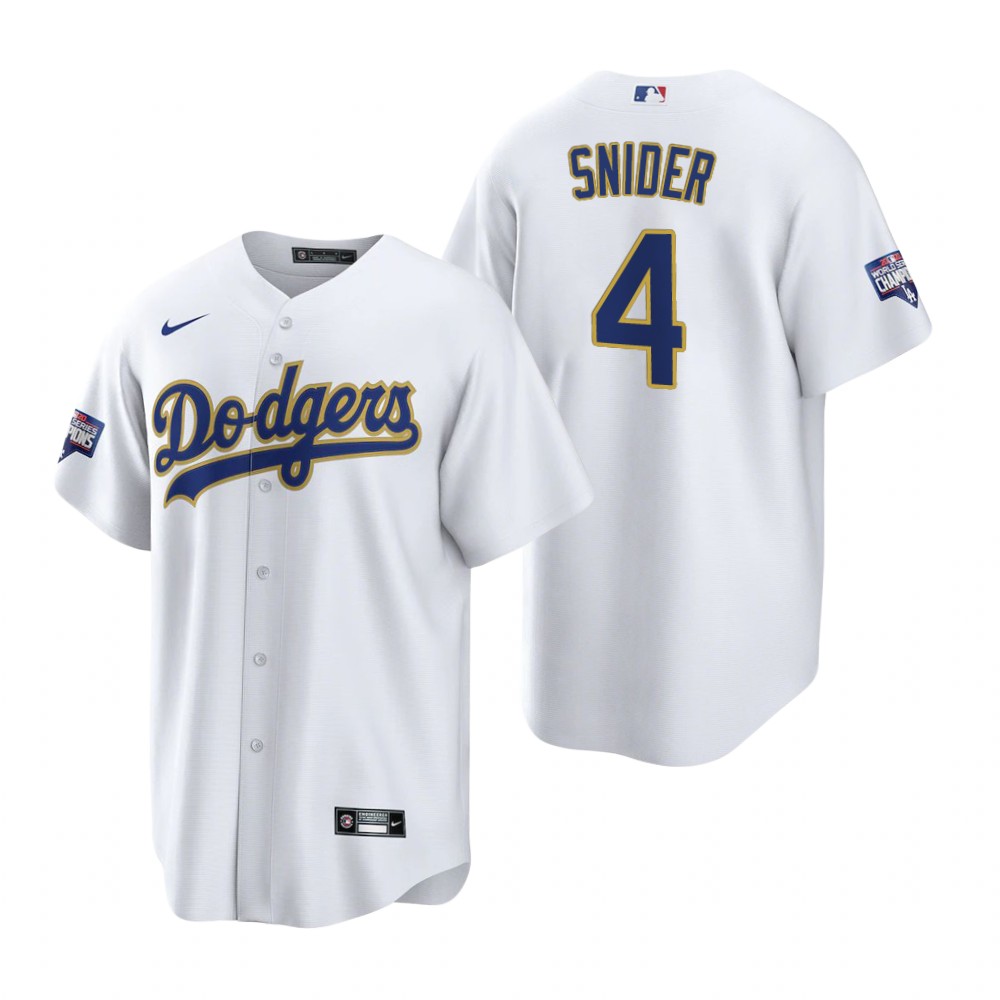 Men's Los Angeles Dodgers #4 Duke Snider Nike White Gold 2021 Gold Program Player Jersey