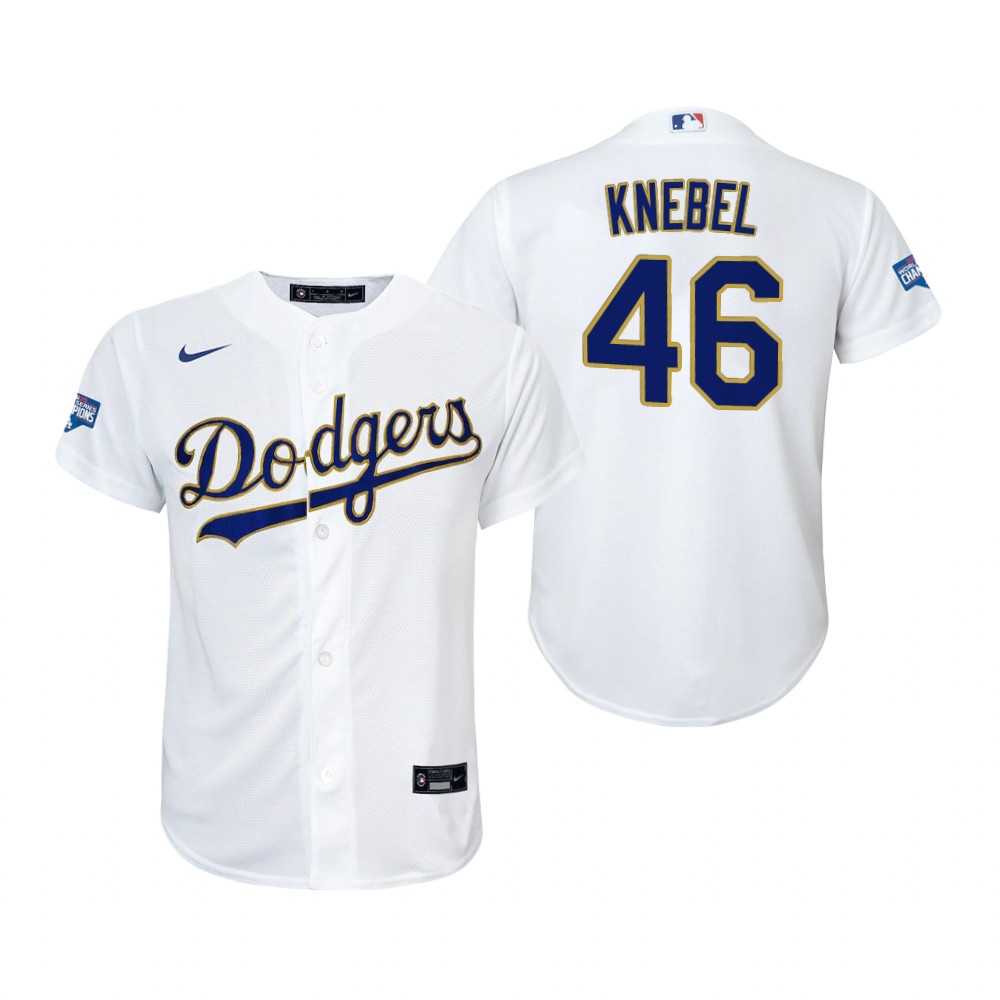 Men's Los Angeles Dodgers #46 Corey Knebel Nike White Gold 2021 Gold Program Player Jersey
