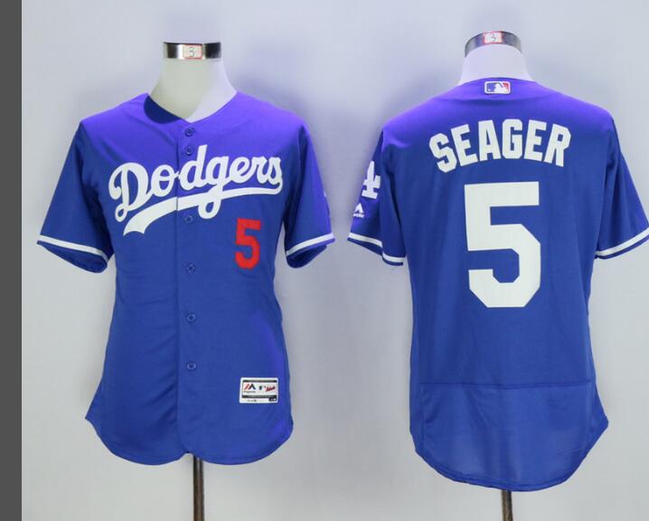 Men's Los Angeles Dodgers #5 Corey Seager Blue Stitched MLB Flex Base Jersey的副本
