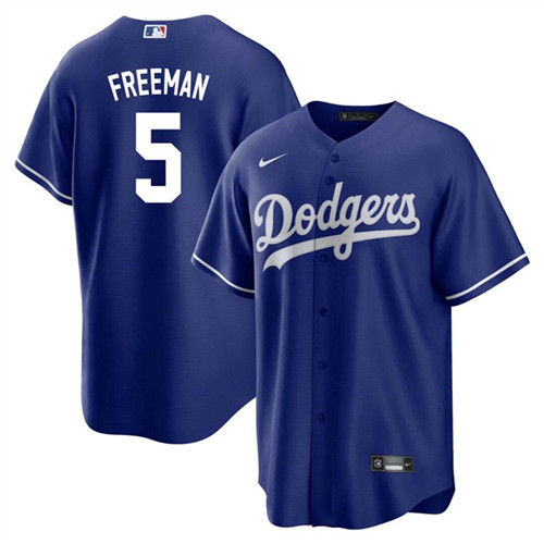 Men's Los Angeles Dodgers #5 Freddie Freeman Royal Cool Base Stitched Baseball Jersey