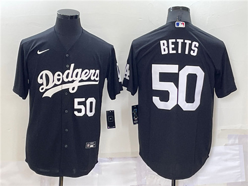 Men's Los Angeles Dodgers #50 Mookie Betts Black Cool Base Stitched Jersey