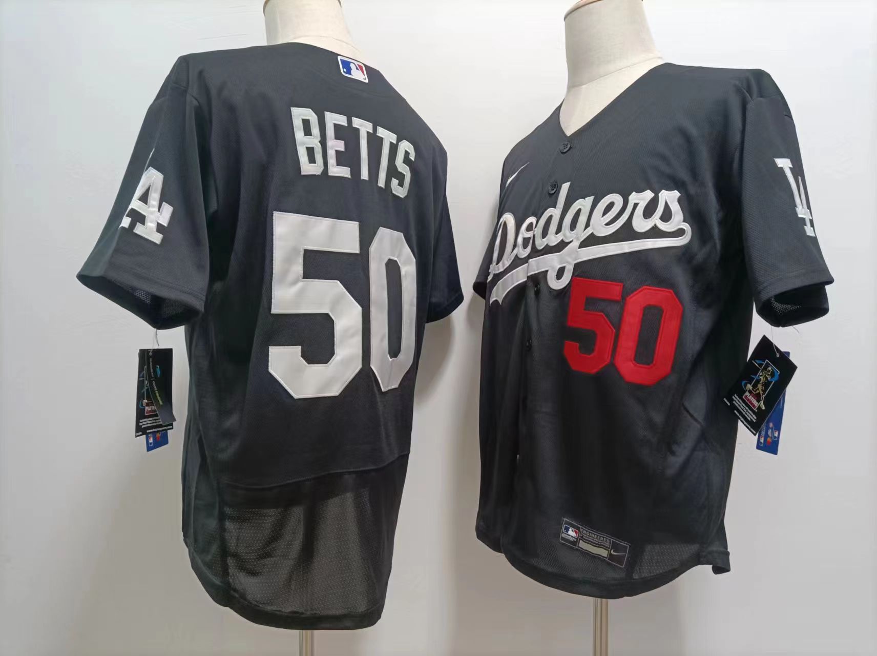 Men's Los Angeles Dodgers #50 Mookie Betts Black Fashion Nike Flex base Baseball Jersey