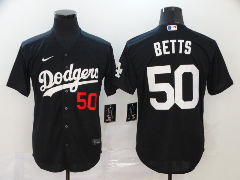Men's Los Angeles Dodgers #50 Mookie Betts Black Fashion Nike Flex base Baseball Jersey