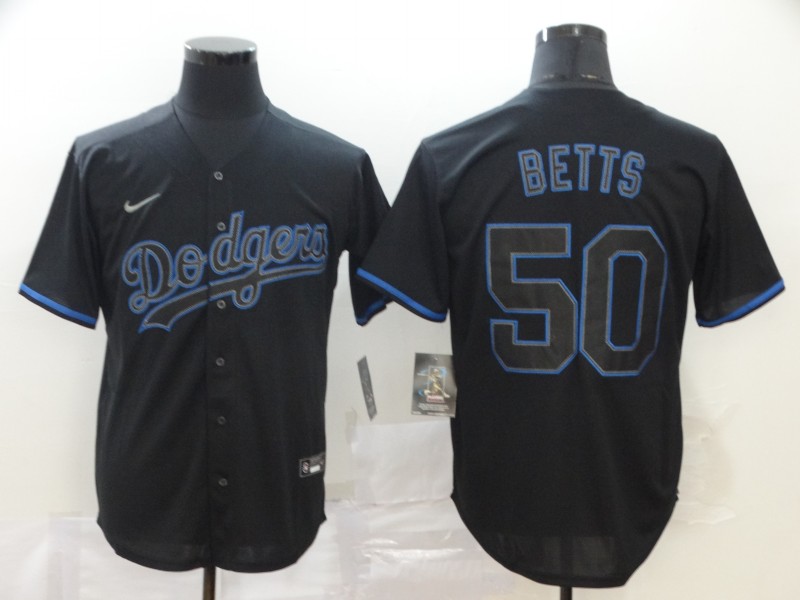 Men's Los Angeles Dodgers #50 Mookie Betts Black Nike Flex base Baseball Jersey