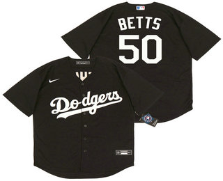 Men's Los Angeles Dodgers #50 Mookie Betts Black Stitched MLB Cool Base Nike Jerse