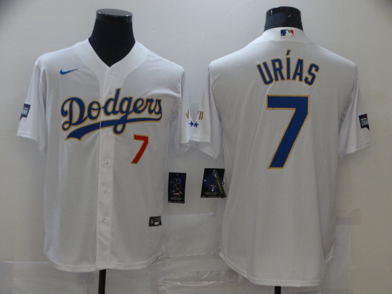 Men's Los Angeles Dodgers #7 Julio Urias Nike White 2021 Gold Program Player Jersey