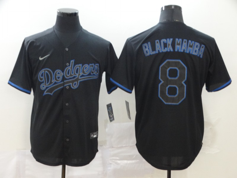 Men's Los Angeles Dodgers #8 Kobe Bryant Black Mamba Lights Out Black Fashion Stitched MLB Cool Base Nike Jerse