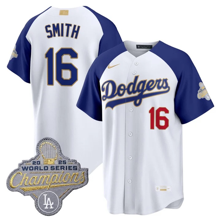 Men's Los Angeles Dodgers Gold Collection Premier Limited Jersey - All Stitched  16 Will Smith