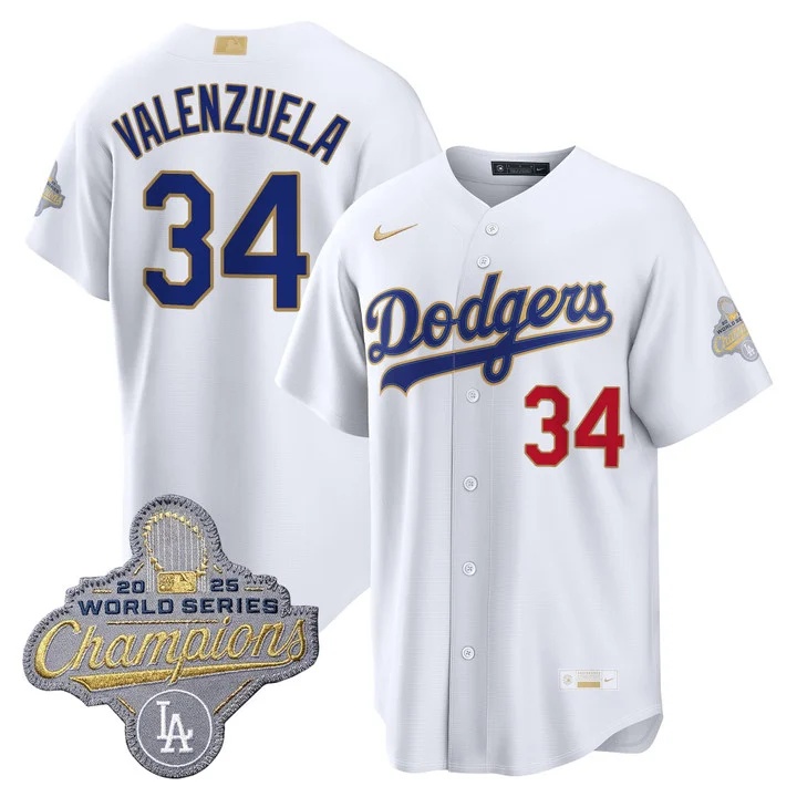 Men's Los Angeles Dodgers Gold Collection Premier Limited Jersey - All Stitched  Fernando Valenzuela