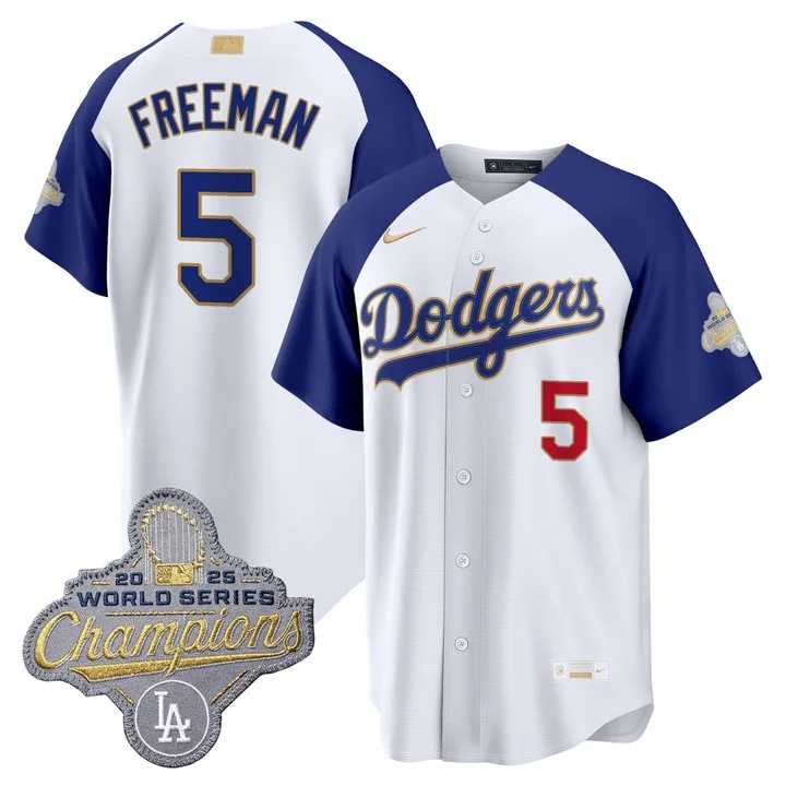 Men's Los Angeles Dodgers Gold Collection Premier Limited Jersey - All Stitched  Freddie Freeman   5