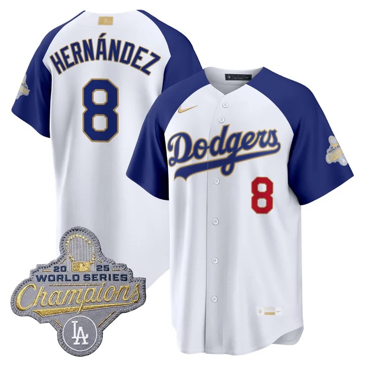 Men's Los Angeles Dodgers Gold Collection Premier Limited Jersey - All Stitched  Kike Hernandez     8