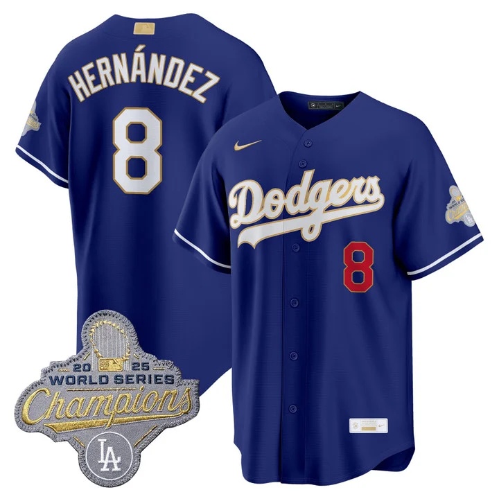 Men's Los Angeles Dodgers Gold Collection Premier Limited Jersey - All Stitched  Kike Hernandez   8