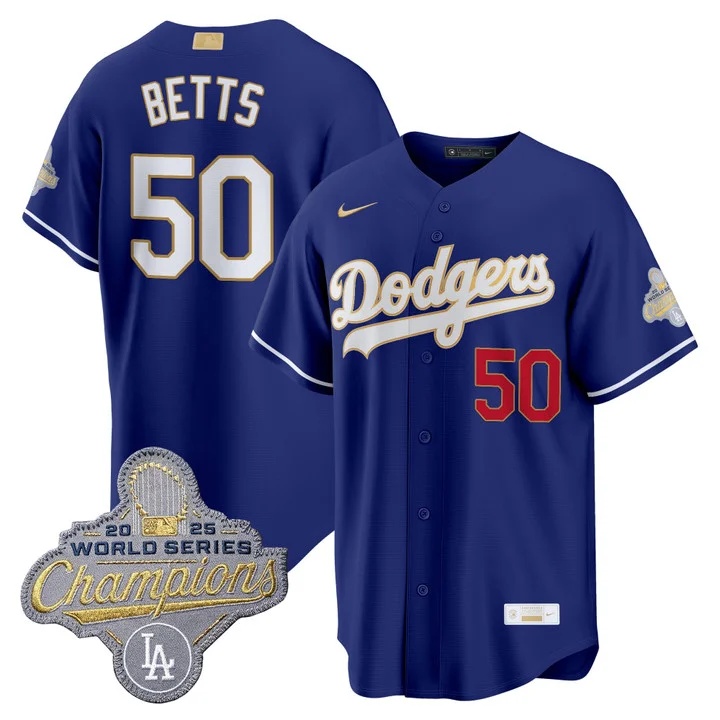 Men's Los Angeles Dodgers Gold Collection Premier Limited Jersey - All Stitched  Mookie Betts   50