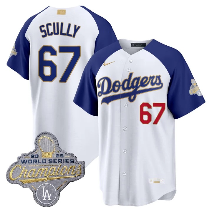 Men's Los Angeles Dodgers Gold Collection Premier Limited Jersey - All Stitched  Vin Scully   6 7