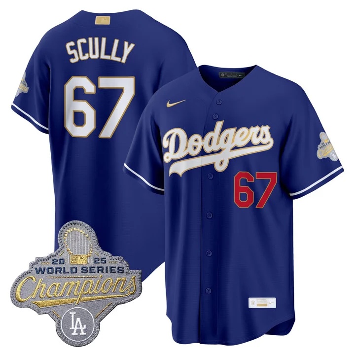 Men's Los Angeles Dodgers Gold Collection Premier Limited Jersey - All Stitched  Vin Scully   67
