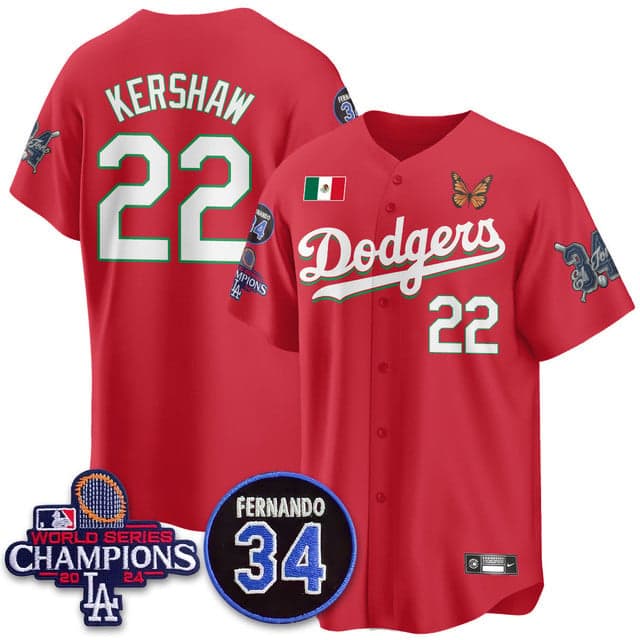 Men's Los Angeles Dodgers Mexican For 34 Jersey - All Stitched Clayton   Kershaw - 22