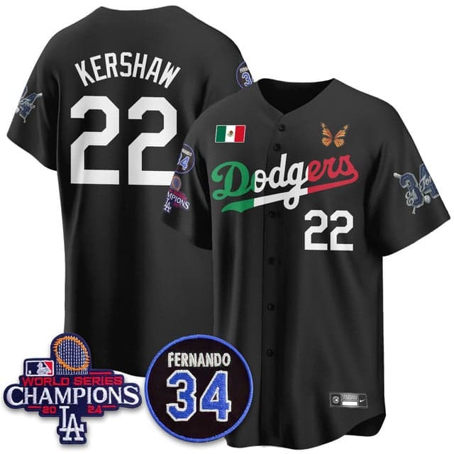 Men's Los Angeles Dodgers Mexican For 34 Jersey - All Stitched Clayton Kershaw -  22
