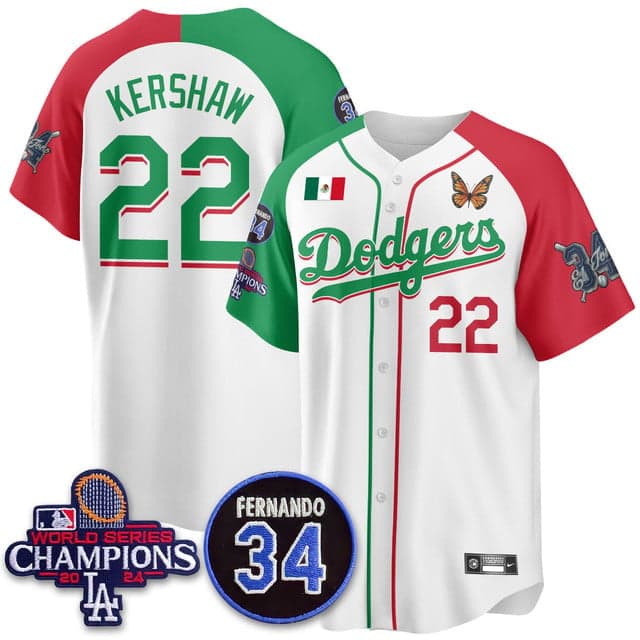 Men's Los Angeles Dodgers Mexican For 34 Jersey - All Stitched Clayton Kershaw - 22