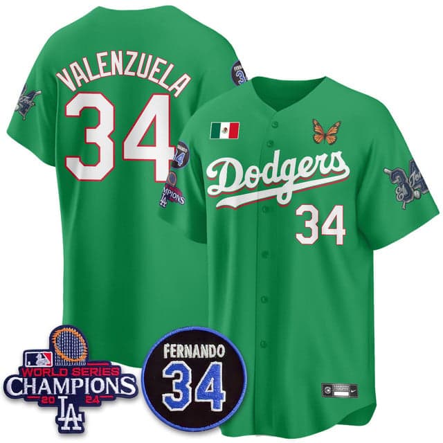 Men's Los Angeles Dodgers Mexican For 34 Jersey - All Stitched Fernando Valenzuela   - 34