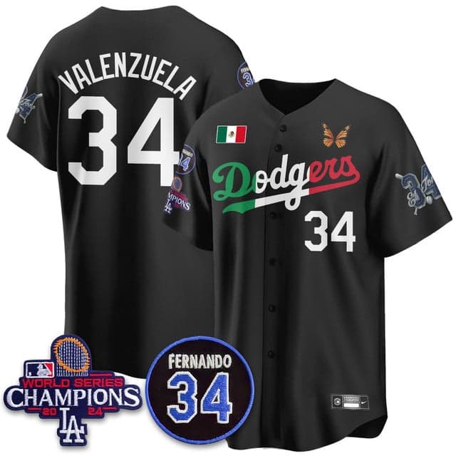 Men's Los Angeles Dodgers Mexican For 34 Jersey - All Stitched Fernando Valenzuela -   34