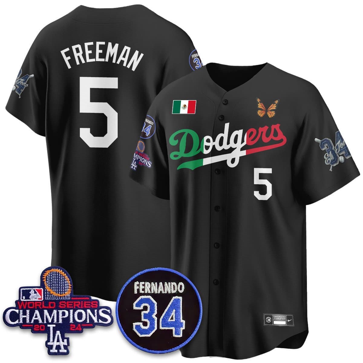 Men's Los Angeles Dodgers Mexican For 34 Jersey - All Stitched Freddie Freeman  - 5