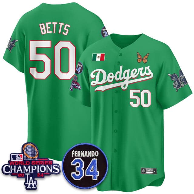 Men's Los Angeles Dodgers Mexican For 34 Jersey - All Stitched Mookie   Betts - 50