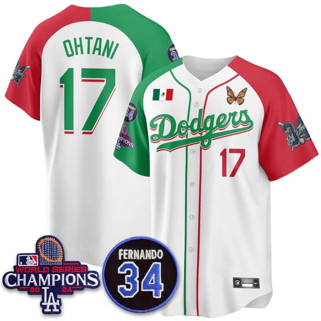Men's Los Angeles Dodgers Mexican For 34 Jersey - All Stitched Shohei Ohtani - 17