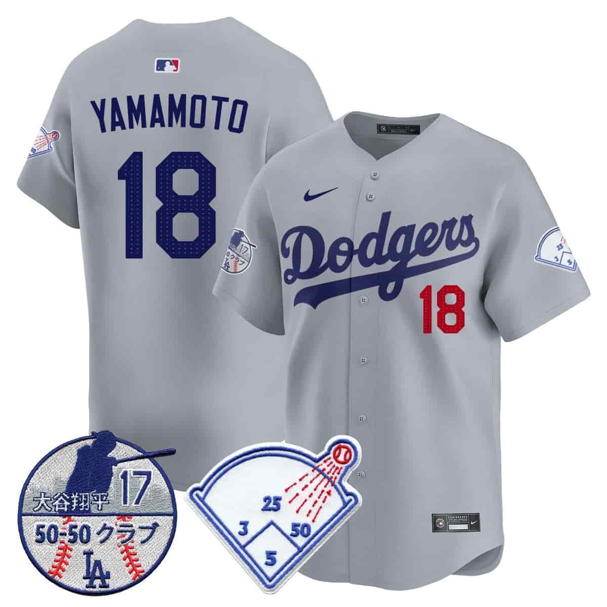Men's Los Angeles Dodgers Vapor Limited Jersey - Shohei Ohtani Patch - All Stitched  Yamamoto     -  18
