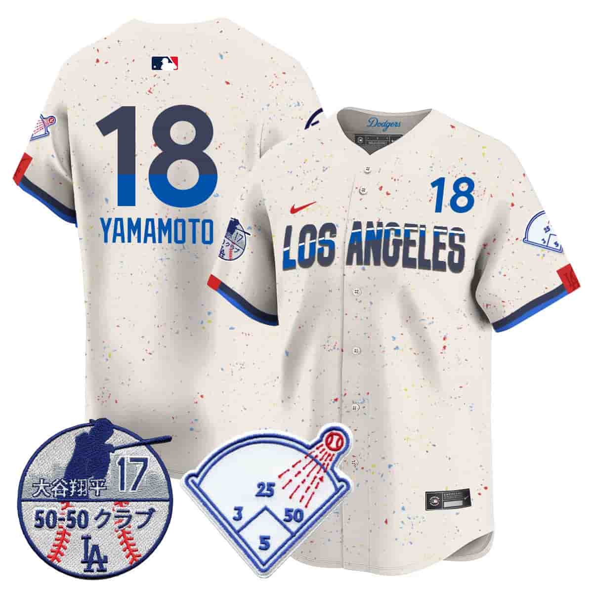 Men's Los Angeles Dodgers Vapor Limited Jersey - Shohei Ohtani Patch - All Stitched  Yamamoto    - 18