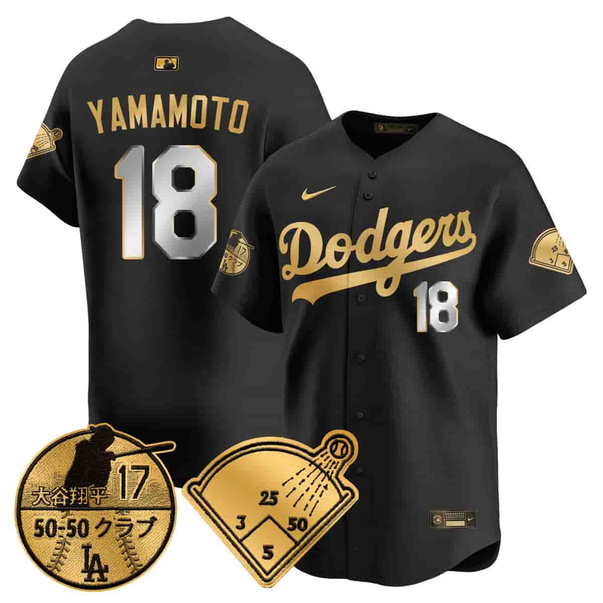 Men's Los Angeles Dodgers Vapor Limited Jersey - Shohei Ohtani Patch - All Stitched  Yamamoto  - 18