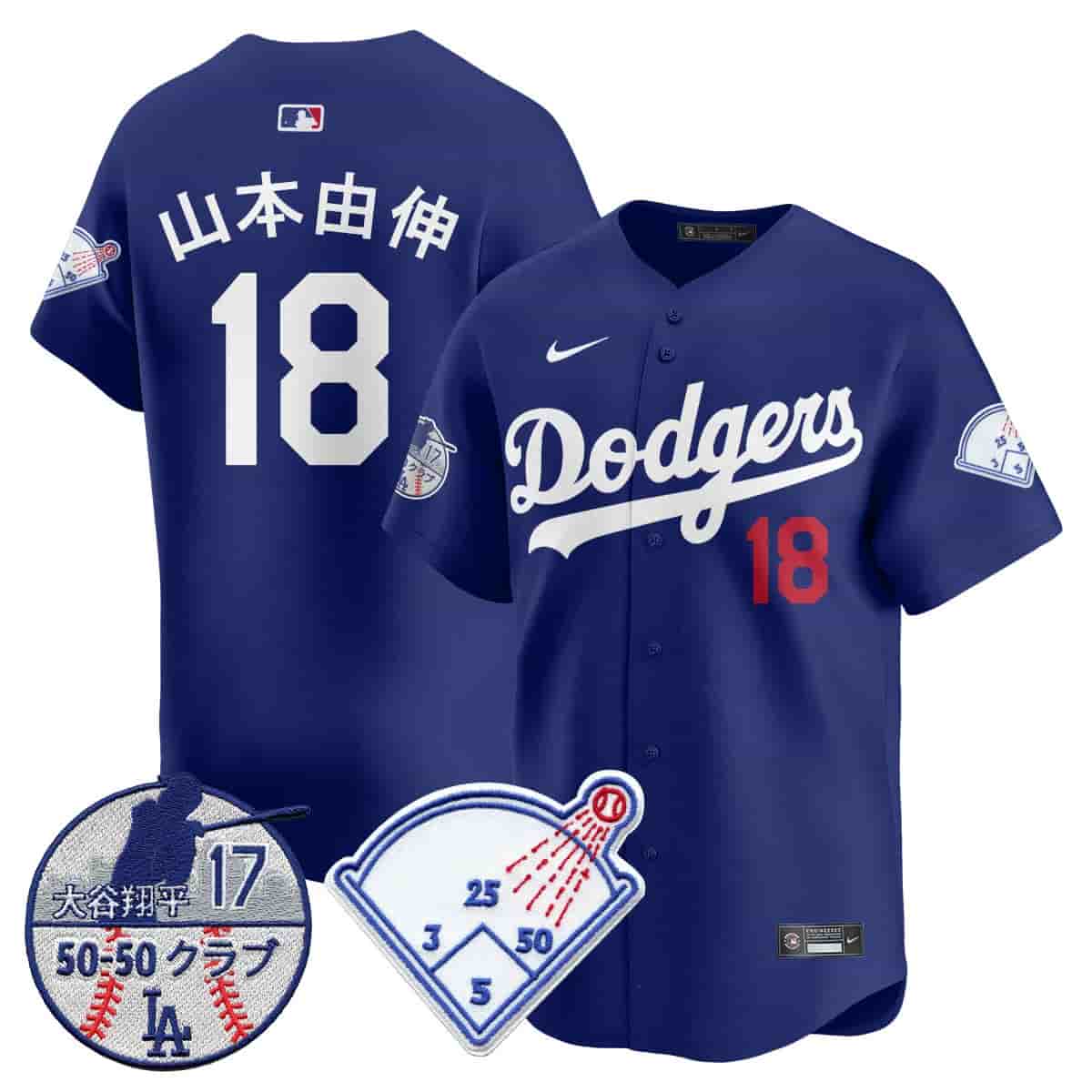 Men's Los Angeles Dodgers Vapor Limited Jersey - Shohei Ohtani Patch - All Stitched  Yamamoto (Kanji)    - 18