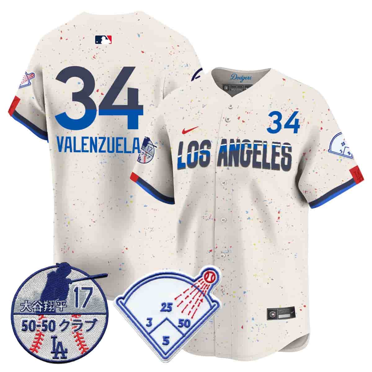 Men's Los Angeles Dodgers Vapor Limited Jersey - Shohei Ohtani Patch - All Stitched Fernando   Valenzuela - 34