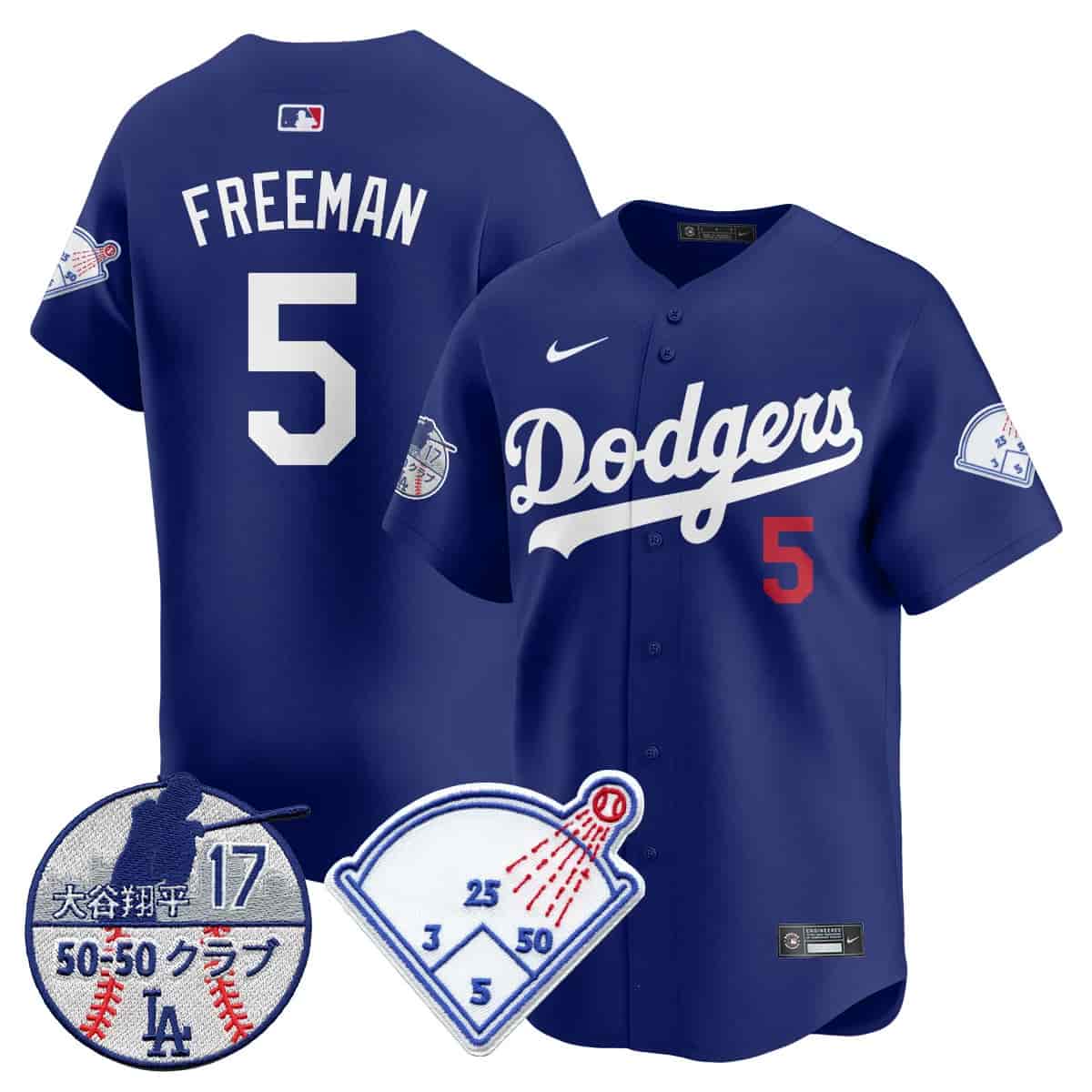 Men's Los Angeles Dodgers Vapor Limited Jersey - Shohei Ohtani Patch - All Stitched Freddie Freeman    - 5