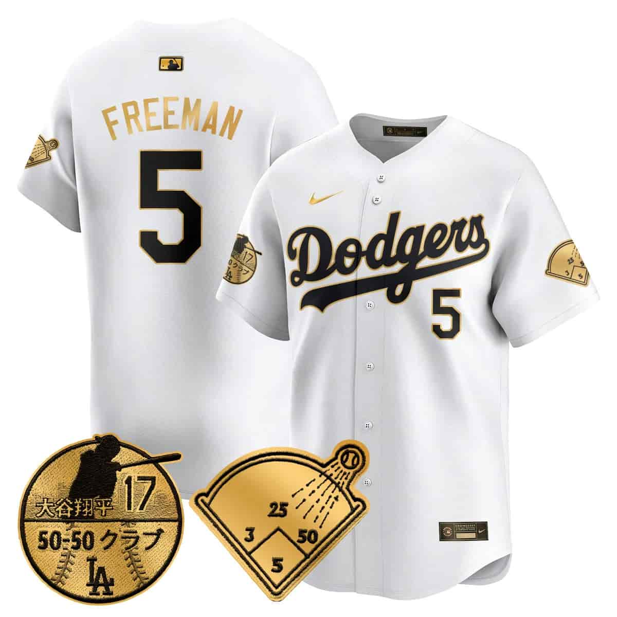 Men's Los Angeles Dodgers Vapor Limited Jersey - Shohei Ohtani Patch - All Stitched Freddie Freeman   - 5