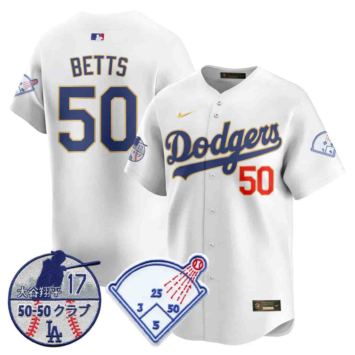Men's Los Angeles Dodgers Vapor Limited Jersey - Shohei Ohtani Patch - All Stitched Mookie  Betts - 50