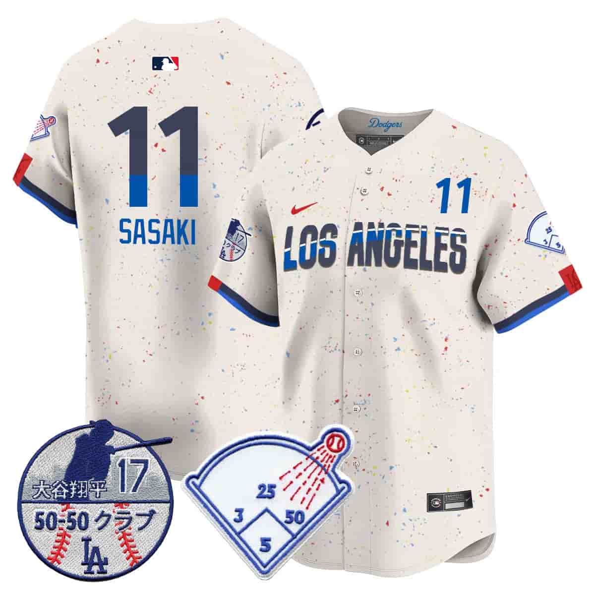 Men's Los Angeles Dodgers Vapor Limited Jersey - Shohei Ohtani Patch - All Stitched Roki  Sasaki - 11
