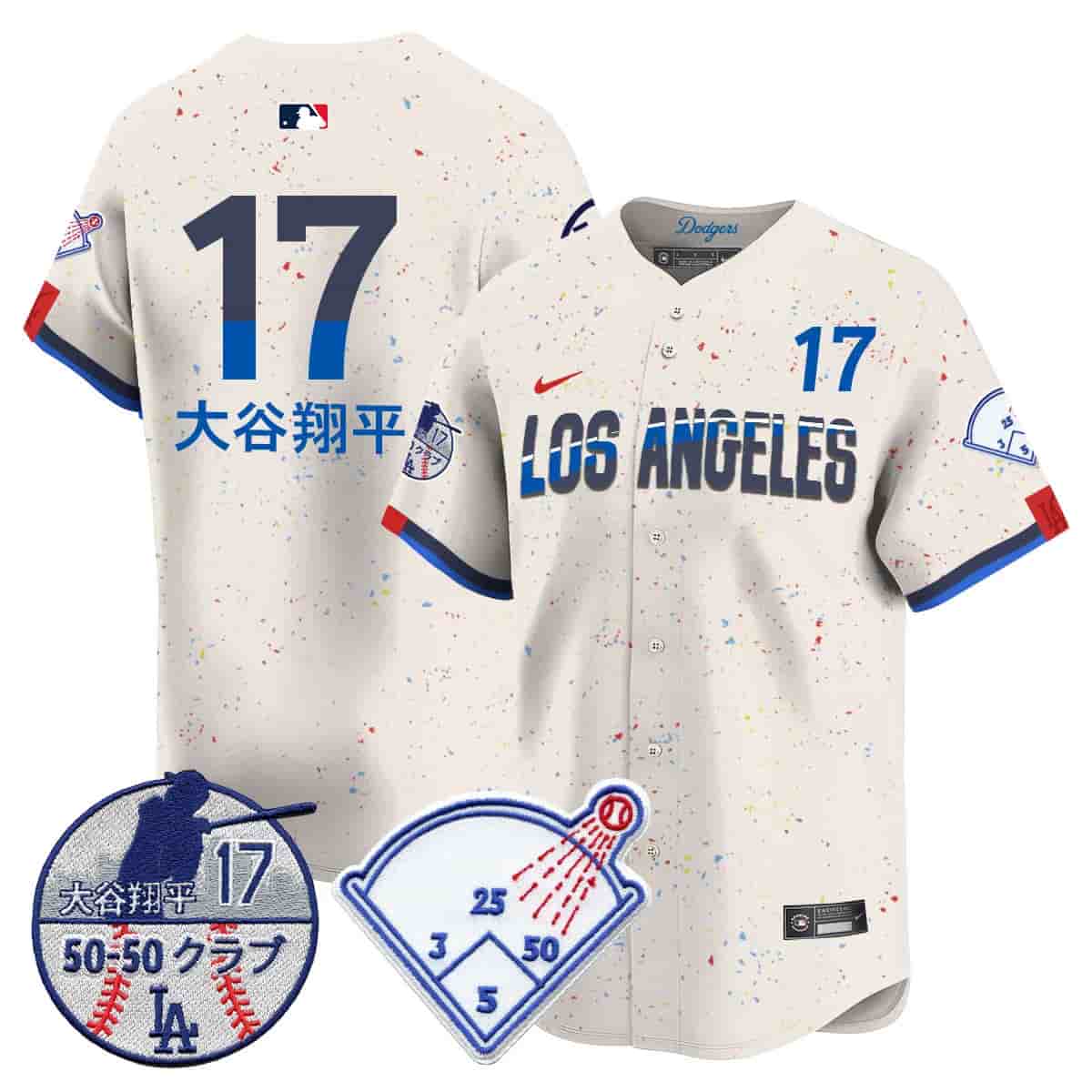 Men's Los Angeles Dodgers Vapor Limited Jersey - Shohei Ohtani Patch - All Stitched Shohei Ohtani   (Kanji) - 17