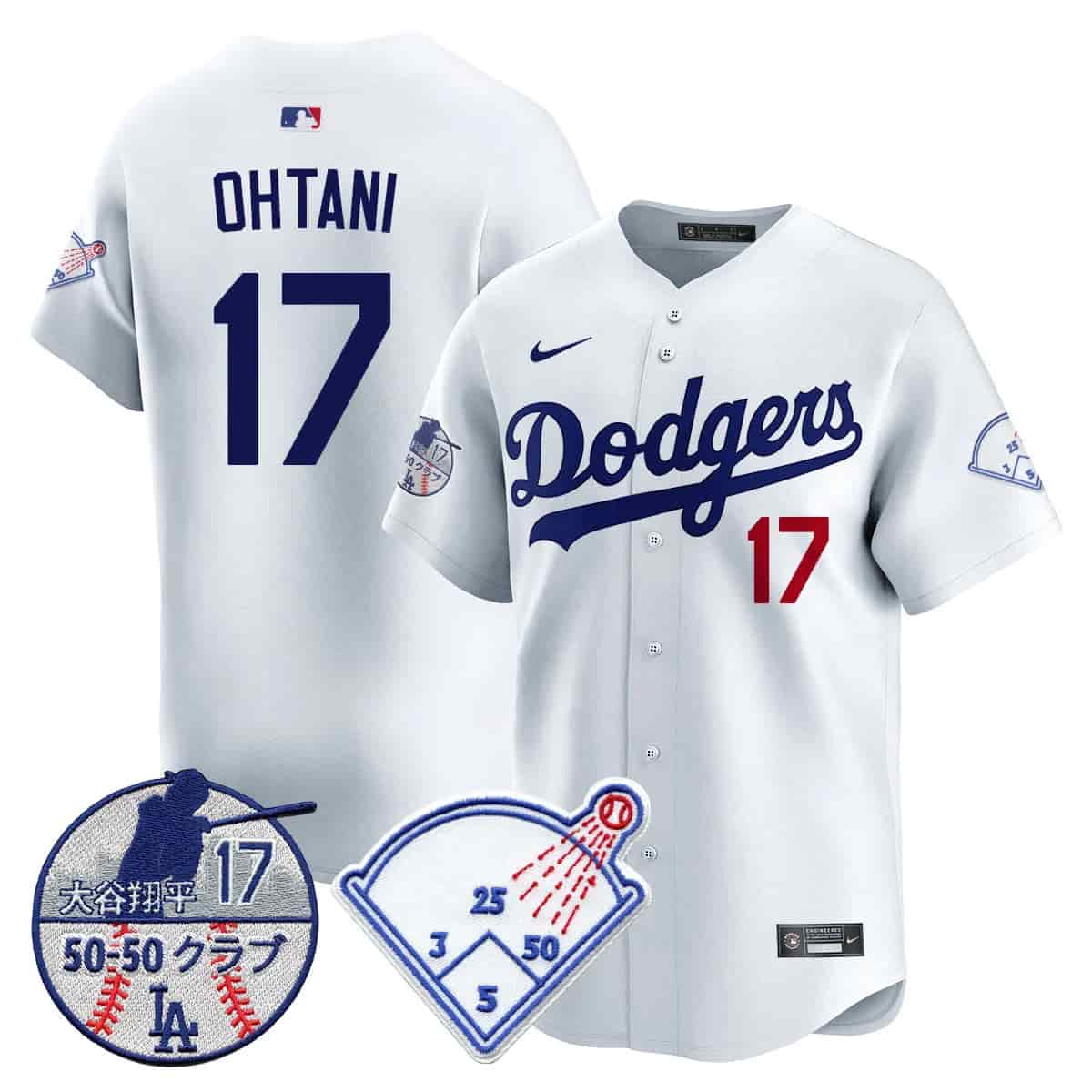 Men's Los Angeles Dodgers Vapor Limited Jersey - Shohei Ohtani Patch - All Stitched Shohei Ohtani - 17