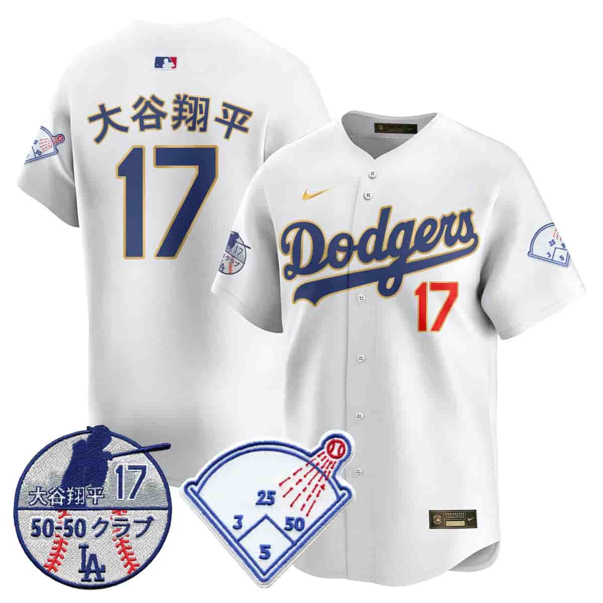 Men's Los Angeles Dodgers Vapor Limited Jersey - Shohei Ohtani Patch - All Stitched Shohei Ohtani  (Kanji) - 17