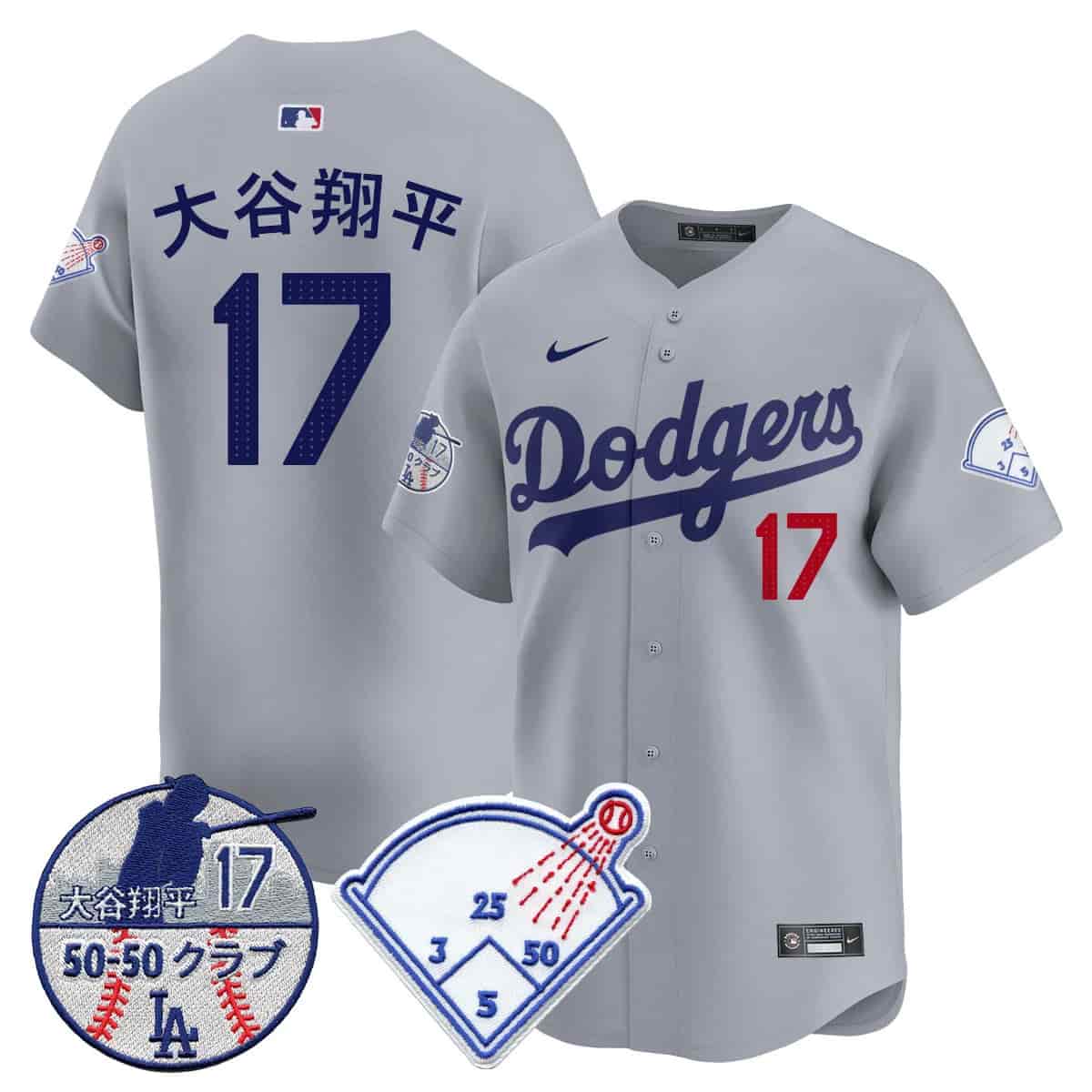 Men's Los Angeles Dodgers Vapor Limited Jersey - Shohei Ohtani Patch - All Stitched Shohei Ohtani (Kanji) -   17