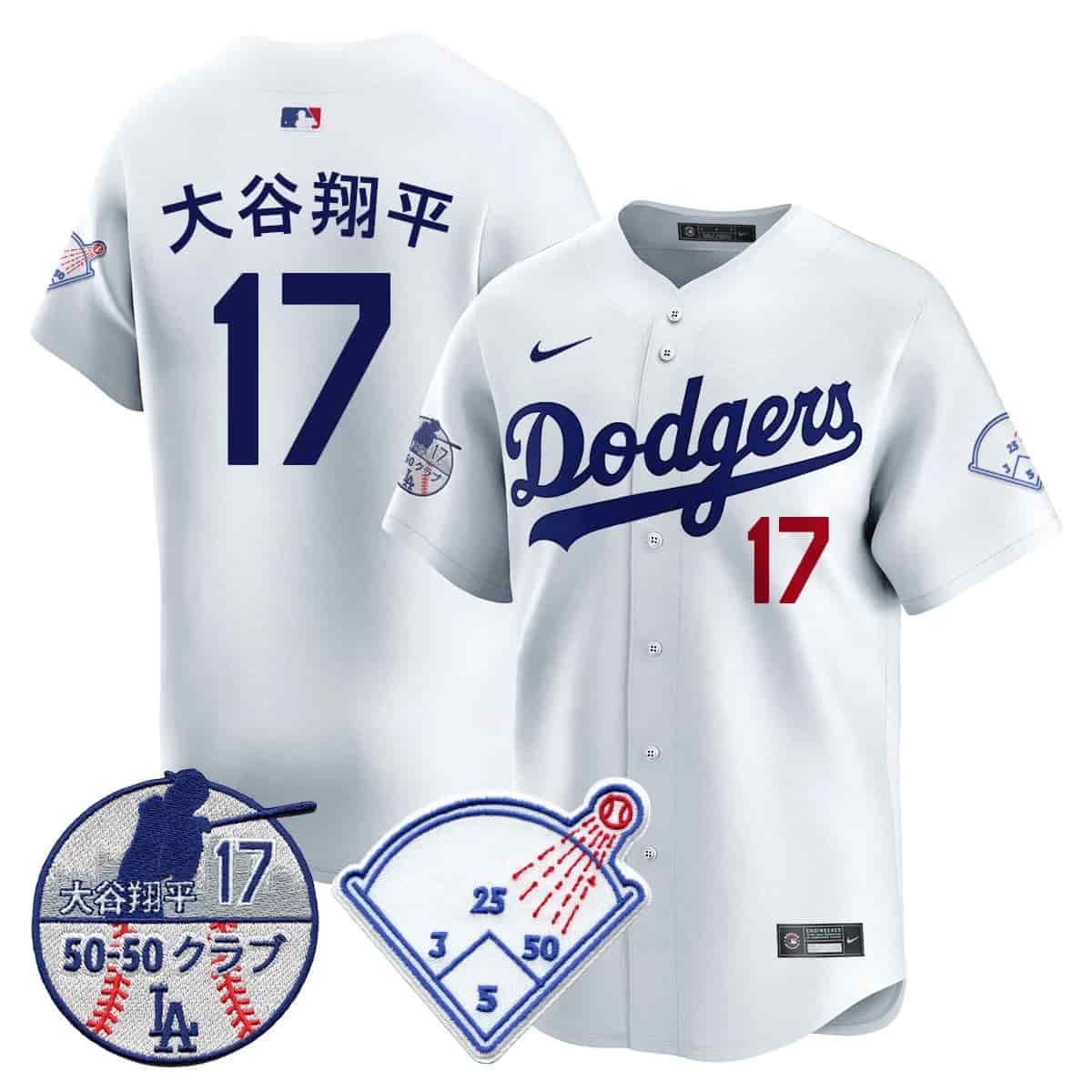 Men's Los Angeles Dodgers Vapor Limited Jersey - Shohei Ohtani Patch - All Stitched Shohei Ohtani (Kanji) - 17