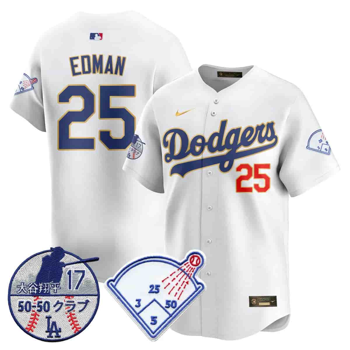 Men's Los Angeles Dodgers Vapor Limited Jersey - Shohei Ohtani Patch - All Stitched Tommy  Edman - 25
