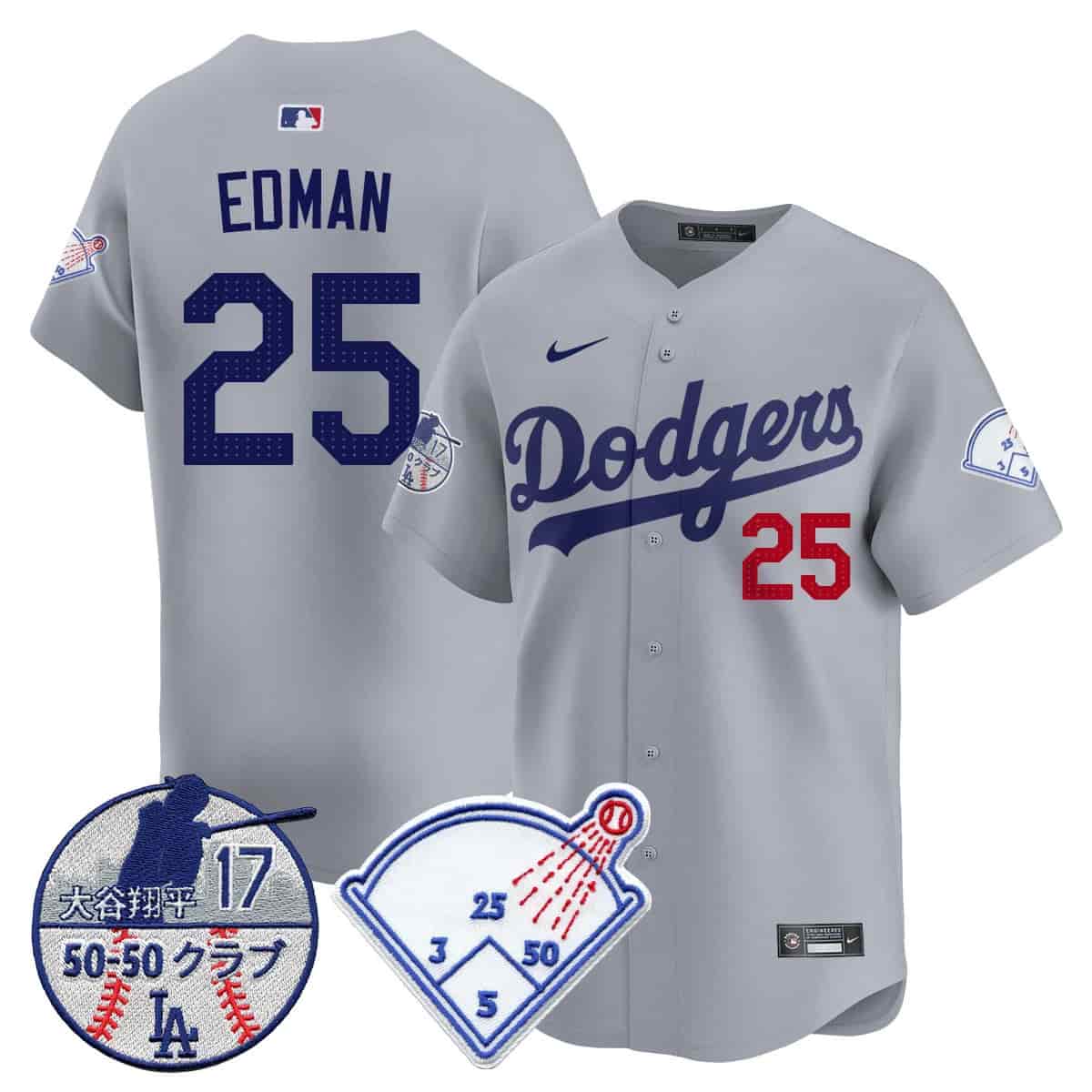 Men's Los Angeles Dodgers Vapor Limited Jersey - Shohei Ohtani Patch - All Stitched Tommy Edman - #25