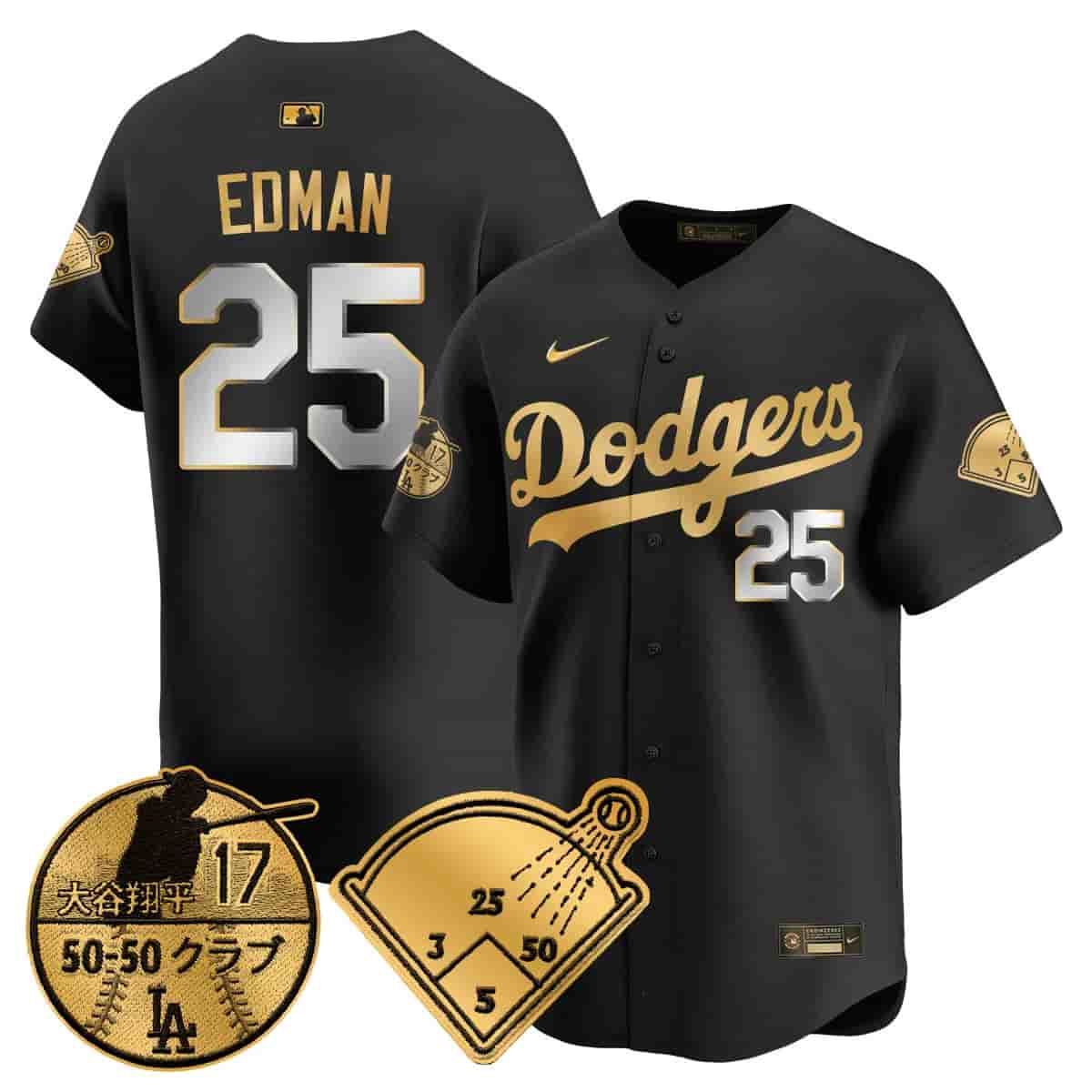 Men's Los Angeles Dodgers Vapor Limited Jersey - Shohei Ohtani Patch - All Stitched Tommy Edman -  25