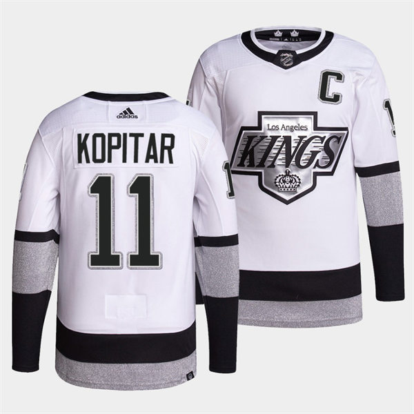 Men's Los Angeles Kings #11 Anze Kopitar 2021-22 adidas White Alternate Premier Breakaway Player Jersey Stitched