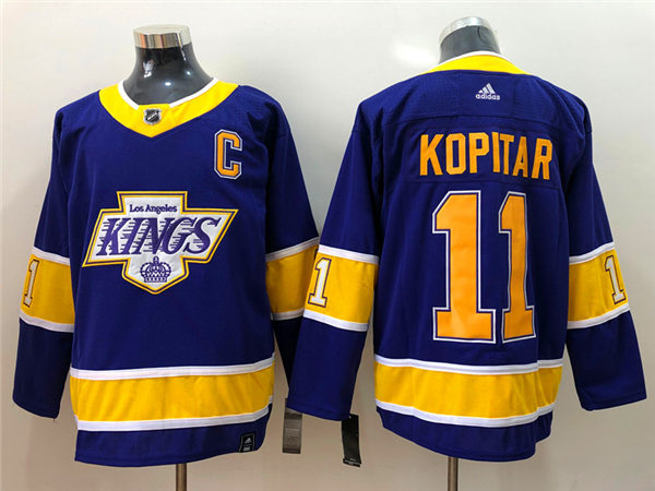 Men's Los Angeles Kings #11 Anze Kopitar 2021 Purple Adidas NHL Reverse Retro Jersey Stitched