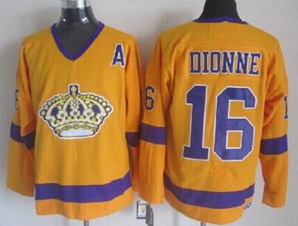 Men's Los Angeles Kings #16 Marcel Dionne Gold CCM Vintage Throwback Jersey Stitched